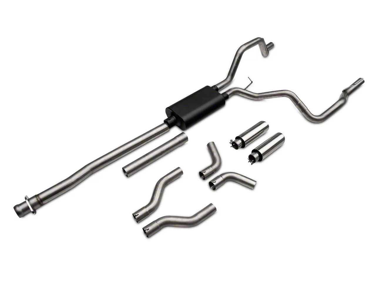 C&L F150 Dual Exhaust System with Polished Tips; Side/Rear Exit