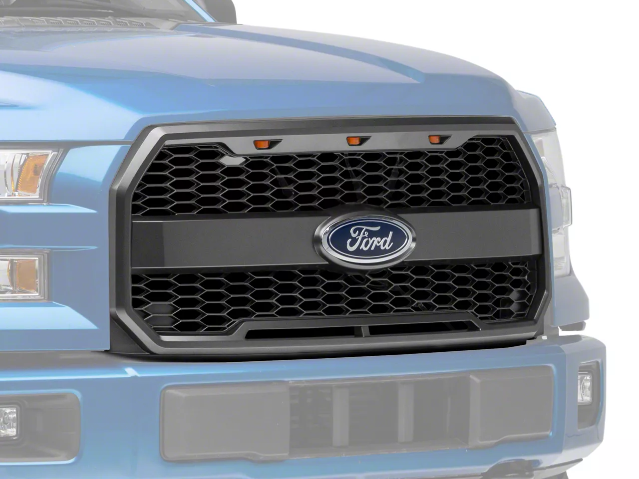 RedRock Baja Upper Replacement Grille with LED Lighting and Emblem Housing; Charcoal (15-17 F-150, Excluding Raptor)