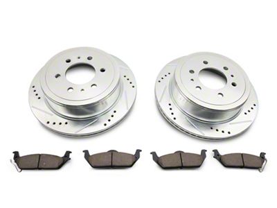 C&L Super Sport HD Cross-Drilled and Slotted 6-Lug Brake Rotor and Pad Kit; Rear (04-11 F-150)