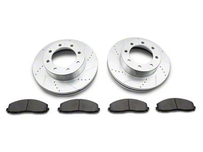 C&L Super Sport HD Cross-Drilled and Slotted 8-Lug Brake Rotor and Pad Kit; Front (13-22 4WD F-350 Super Duty)