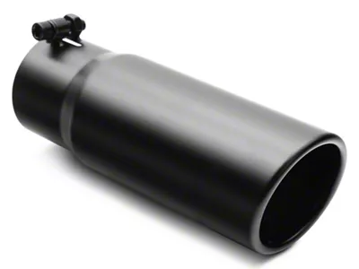 C&L Rolled End Round Exhaust Tip; 3.50-Inch; Black (Fits 3-Inch Tailpipe)