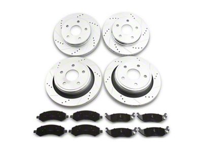 C&L Super Sport HD 5-Lug Brake Rotor and Pad Kit; Front and Rear (06-18 RAM 1500, Excluding SRT-10 & Mega Cab)