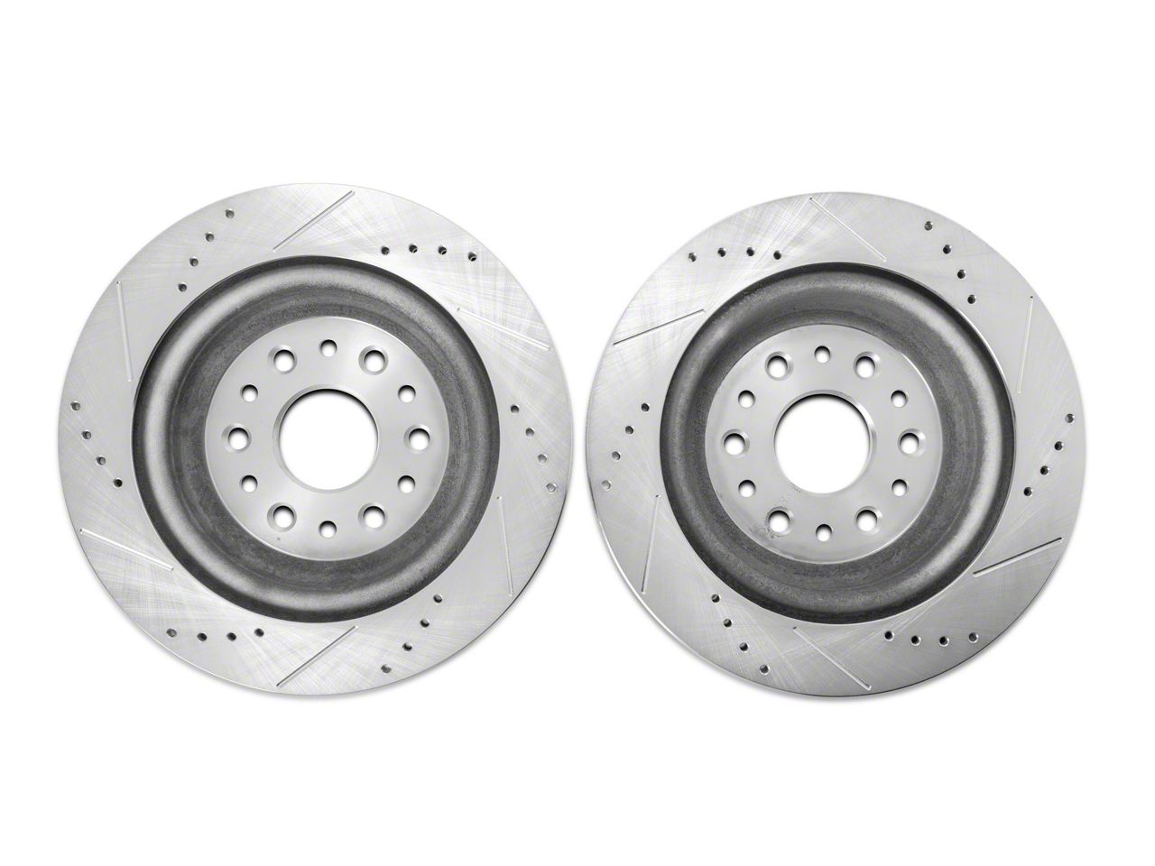 C&L RAM 1500 Super Sport HD CrossDrilled and Slotted Rotors; Rear Pair