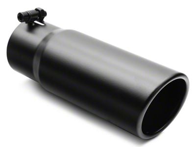 Proven Ground Rolled End Round Exhaust Tip; 3.50-Inch; Black (Fits 3-Inch Tailpipe)