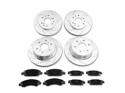 C&L Super Sport HD 6-Lug Brake Rotor and Pad Kit; Front and Rear (14-18 Sierra 1500)