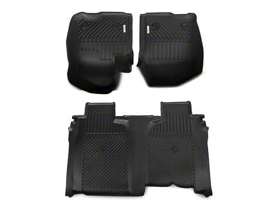 Proven Ground Precision Molded Front and Rear Floor Liners; Black (20-24 Sierra 2500 HD Crew Cab w/o Rear Seat Storage)