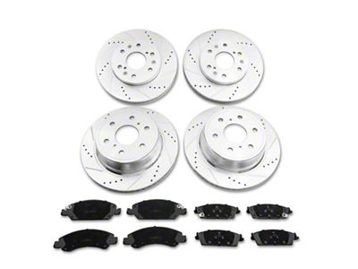 C&L Super Sport HD 6-Lug Brake Rotor and Pad Kit; Front and Rear (14-18 Silverado 1500)