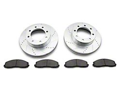 C&L Super Sport HD Cross-Drilled and Slotted 8-Lug Brake Rotor and Pad Kit; Front (13-22 4WD F-250 Super Duty)