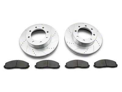 C&L Super Sport HD Cross-Drilled and Slotted 8-Lug Brake Rotor and Pad Kit; Front (13-22 4WD F-250 Super Duty)