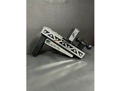 Pul-Z Baller Hauler 3-Inch Receiver Hitch Dual-Ball Mount with Stabilizer Kit and Triangle Stainless Overlays; Standard 8-Hole; 19.50-Inch Drop; Black (Universal; Some Adaptation May Be Required)