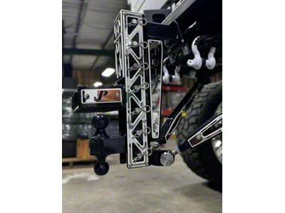 Pul-Z Baller Hauler 2-Inch Receiver Hitch Dual-Ball Mount with Stabilizer Kit and Triangle Stainless Overlays; Intermediate 7-Hole; 15-Inch Drop; Black (Universal; Some Adaptation May Be Required)