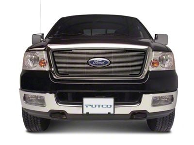 Putco Shadow Billet Upper Overlay Grille with Emblem Cutout; Polished (97-98 F-150 w/ OE Honeycomb Style Grille)