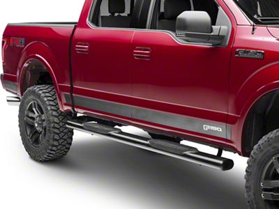 Putco Black Platinum Rocker Panels with F-150 Logo (15-20 F-150 SuperCab w/ 6-1/2-Foot Bed, SuperCrew)