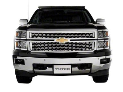 Putco Bowtie Mesh Upper Replacement Grilles; Polished (14-15 Silverado 1500 w/ Z71 Package)