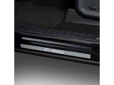 Putco Black Platinum Door Sills with F-150 Logo (21-24 F-150 Regular Cab, SuperCab)