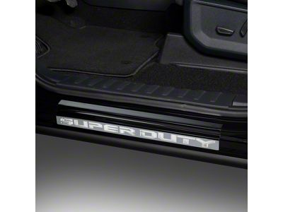 Putco Black Platinum Door Sills with Super Duty Logo (23-25 F-250 Super Duty Regular Cab, SuperCab)