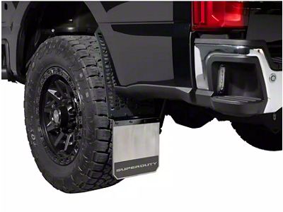 Putco Hex Mud Skins with Super Duty Logo; High-Density Polyethylene; Rear (23-25 6.8L, 7.3L F-250 Super Duty)