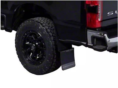 Putco Solid Mud Skins with Super Duty Logo; High-Density Polyethylene; Rear (23-24 6.7L Powerstroke F-350 Super Duty SRW)