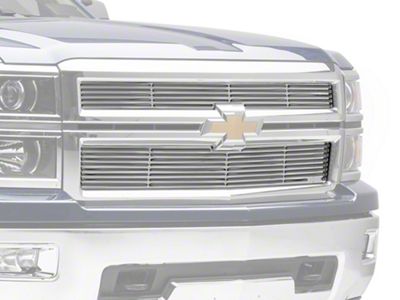 Putco Liquid Billet Upper Replacement Grilles with Logo Cutout; Polished (14-15 Silverado 1500 High Country, LTZ)