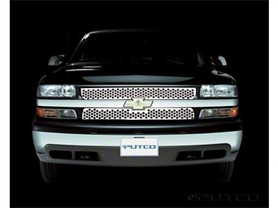 Putco Punch Design Upper Overlay Grille; Polished (99-00 Silverado 1500)