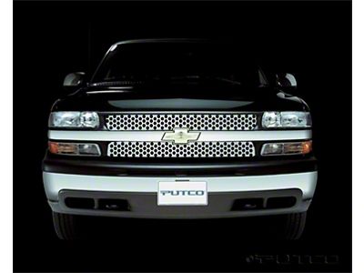 Putco Punch Design Upper Overlay Grilles; Polished (01-02 Silverado 1500)