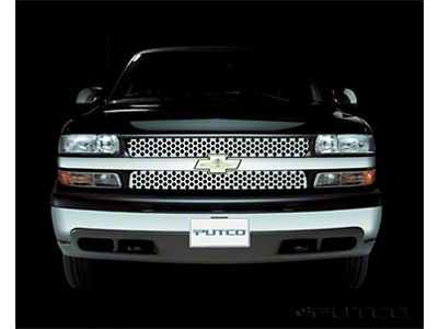 Putco Punch Design Upper Overlay Grilles; Polished (01-02 Silverado 1500)