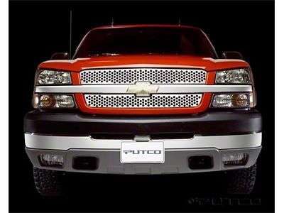 Putco Punch Design Upper Overlay Grilles; Polished (03-05 Silverado 1500)