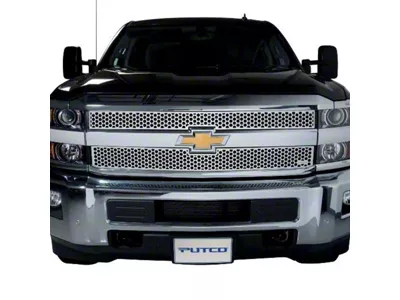 Putco Punch Design Upper Replacement Grilles; Polished (14-15 Silverado 1500 w/ Z71 Package)