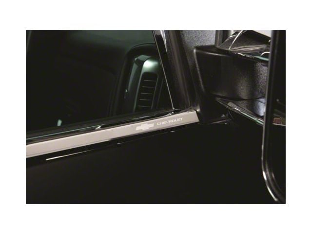 Putco Stainless Steel Window Trim with Bowtie Logo (14-18 Sierra 1500 Crew Cab)