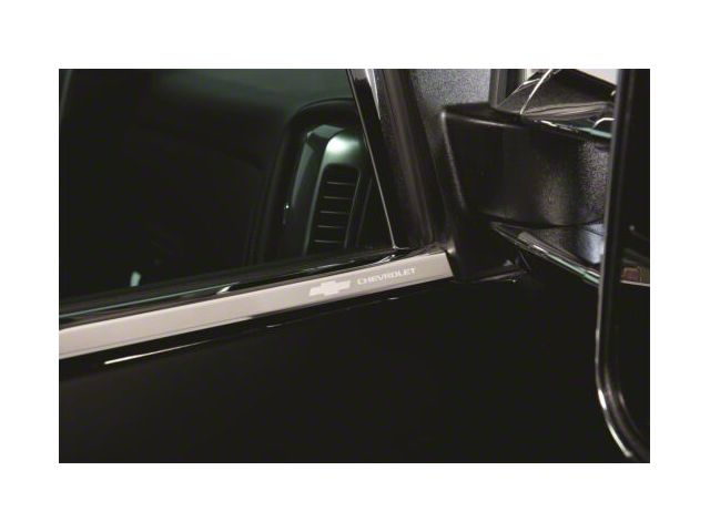 Putco Stainless Steel Window Trim with Bowtie Logo (14-18 Sierra 1500 Double Cab)