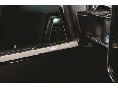 Putco Stainless Steel Window Trim with Bowtie Logo (14-18 Sierra 1500 Double Cab)