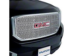 Putco Punch Design Upper Overlay Grille with Emblem Cutout; Polished (01-02 Sierra 2500 HD)