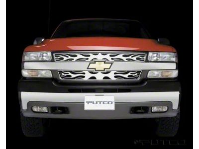 Putco Flaming Inferno Upper Overlay Grilles; Polished (01-02 Silverado 2500 HD)