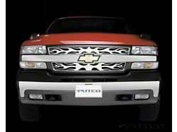 Putco Flaming Inferno Upper Overlay Grilles; Polished (01-02 Silverado 3500 HD)
