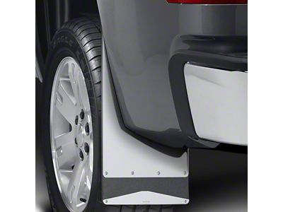 Putco Solid Mud Skins; Brushed; Rear (20-24 Silverado 3500 HD DRW)