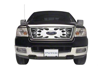 Putco Flaming Inferno Upper Overlay Grille with Emblem Cutout; Polished (04-08 F-150 XL, XLT, Lariat)
