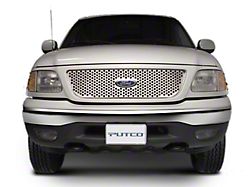 Putco Punch Design Upper Overlay Grille with Emblem Cutout; Polished (97-98 F-150 w/ OE Honeycomb Style Grille)