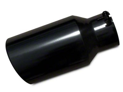 Pypes Angled Cut Rolled End Round Exhaust Tip; 5-Inch; Black (Fits 3-Inch Tailpipe)