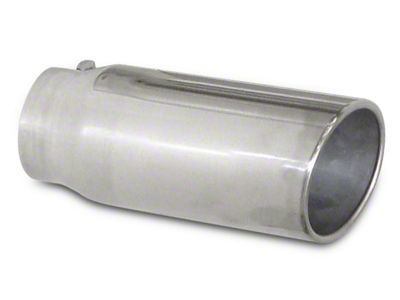 Pypes Angled Cut Rolled End Round Exhaust Tip; 5-Inch; Polished (Fits 2.50-Inch Tailpipe)