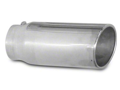 Pypes Angled Cut Rolled End Round Exhaust Tip; 5-Inch; Polished (Fits 2.50-Inch Tailpipe)