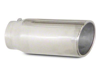 Pypes Angled Cut Rolled End Round Exhaust Tip; 5-Inch; Polished (Fits 2.50-Inch Tailpipe)