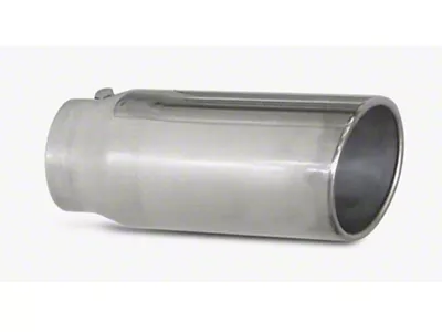 Pypes Angled Cut Rolled End Round Exhaust Tip; 5-Inch; Polished (Fits 2.50-Inch Tailpipe)