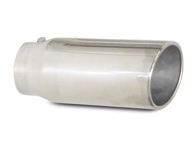 Pypes Angled Cut Rolled End Round Exhaust Tip; 5-Inch; Polished (Fits 3-Inch Tailpipe)