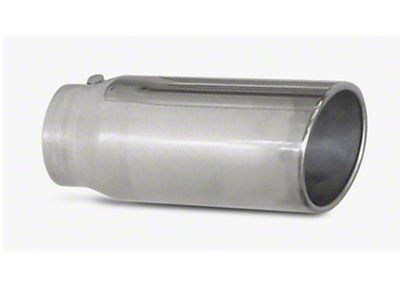 Pypes Angled Cut Rolled End Round Exhaust Tip; 5-Inch; Polished (Fits 3-Inch Tailpipe)