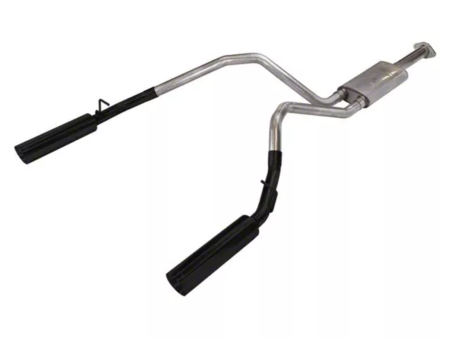 Pypes Pype-Bomb Dual Exhaust System with Black Tips; Rear Exit (19-24 5.7L RAM 1500 w/ Factory Dual Exhaust)