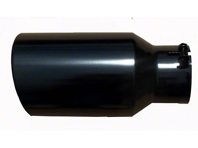 Pypes Angled Cut Rolled End Round Exhaust Tip; 5-Inch; Black (Fits 4-Inch Tailpipe)