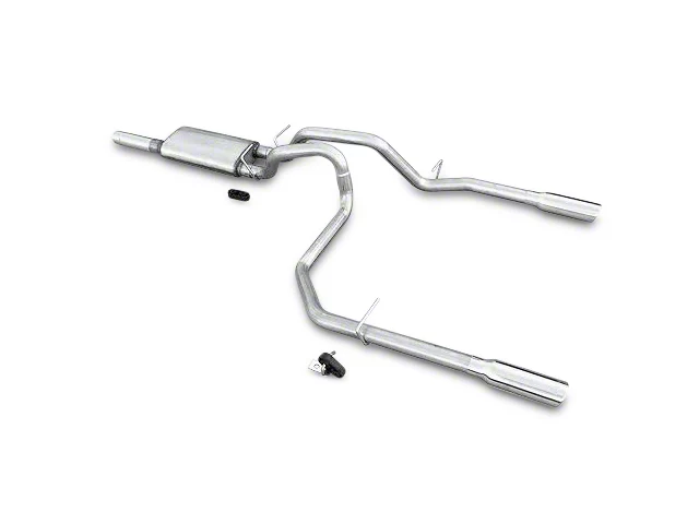 Pypes Violator Dual Exhaust System with Polished Tips; Rear Exit (10-24 5.3L Silverado 1500)