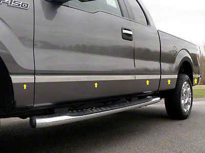 Chrome Groove Insert Trim For 2009-2014 Ford F-150 Crew Cab 5.5' Bed - Stainless Steel, No Flares 4 thumbnail image