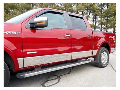 Rocker Panel Trim; Lower Kit; Stainless Steel (04-08 F-150 SuperCrew w/ 5-1/2-Foot Bed & OE Fender Flares)