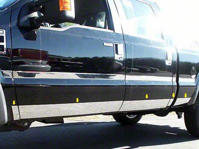 Rocker Panel Trim; Lower Kit; Stainless Steel (11-16 F-350 Super Duty DRW SuperCab w/ 8-Foot Bed)